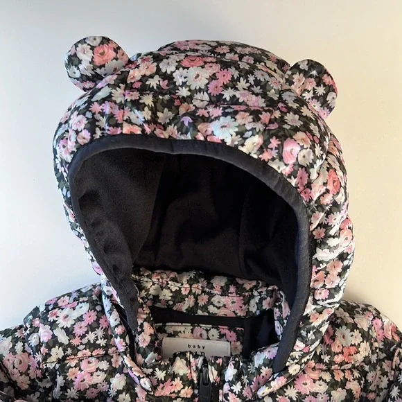 GAP Baby Girl Floral Puffer Jacket Coldcontrol Primaloft 12-18M - Picture 2 of 8